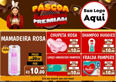 Modelo de Encarte para Encarte A4 Horizontal com o tema Páscoa Premiada para Bebês
