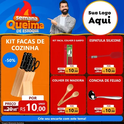 Modelo de Rede Social para Feed Facebook com o tema Semana Queima de Estoque para Utilidades Domésticas