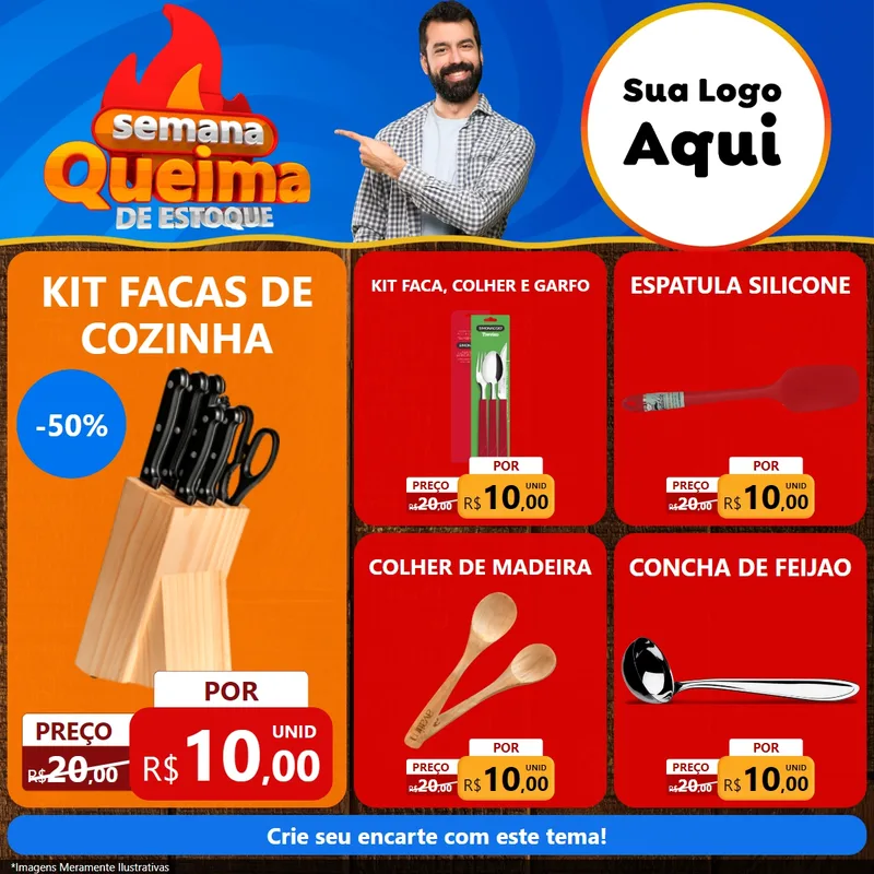 Modelo de Rede Social para Feed Facebook com o tema Semana Queima de Estoque para Utilidades Domésticas