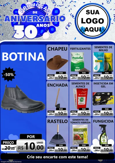 Modelo de Encarte para Encarte A4 Vertical com o tema Promoção de Aniversário - 30 Anos para Agropecuária