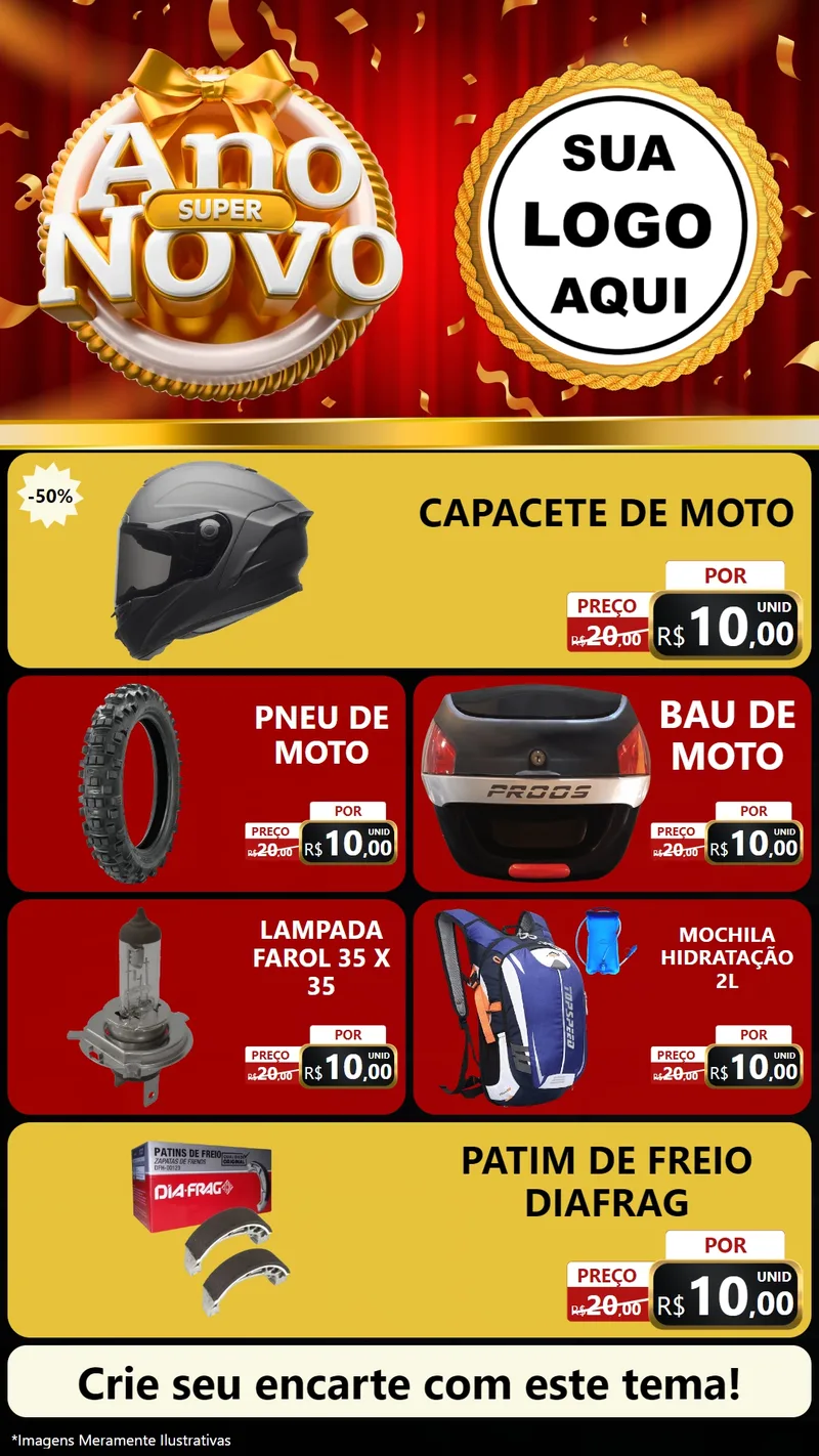 Modelo de TV para TV Vertical com o tema Super Ano Novo para Moto peças