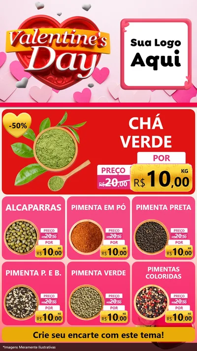 Modelo de Rede Social para Stories com o tema Valentine's Day para Produtos Naturais