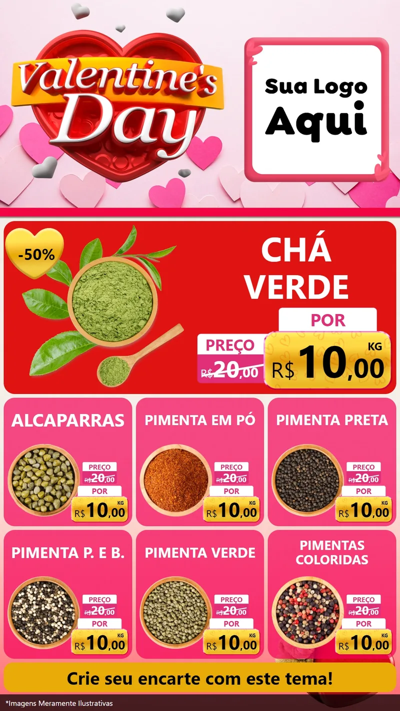 Modelo de Rede Social para Stories com o tema Valentine's Day para Produtos Naturais
