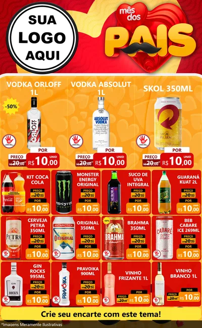 Modelo de Encarte para Encarte Grande com o tema Mês Dos Pais para Distribuidora de bebidas
