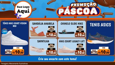 Modelo de TV para TV Horizontal com o tema Promoção Páscoa para Calçados