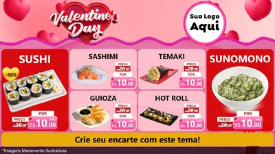 Modelo de TV para TV Horizontal com o tema Valentine's Day para Comida japonesa