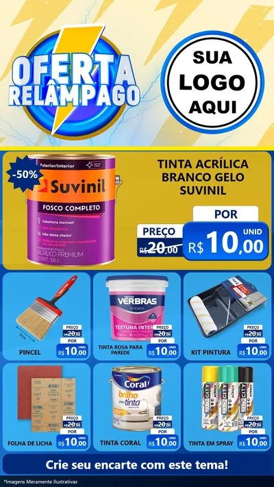 Modelo de Rede Social para Stories com o tema Oferta Relâmpago para Tintas e Ferramentas