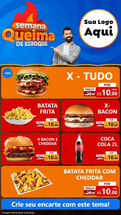Modelo de TV para TV Vertical com o tema Semana Queima de Estoque para Hamburgueria