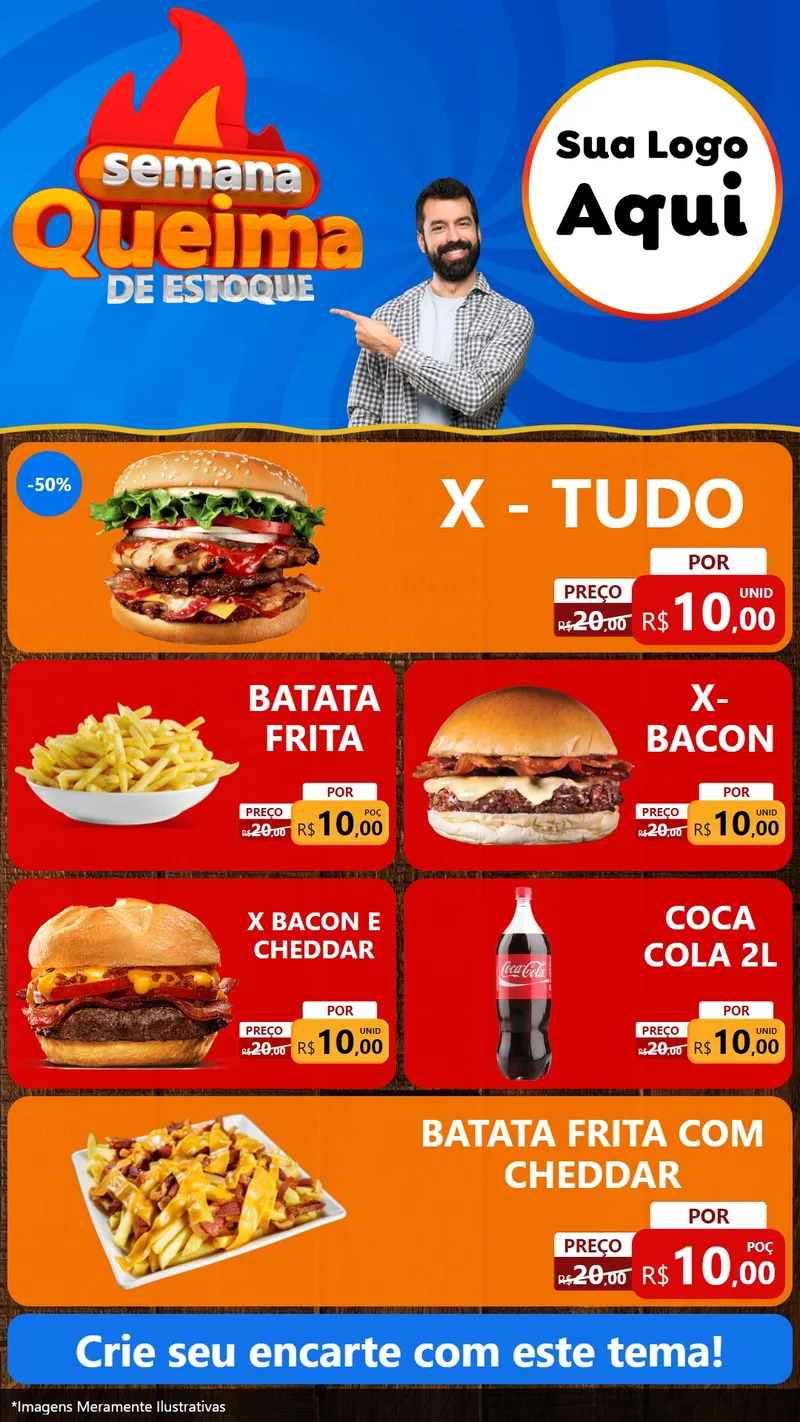 Modelo de TV para TV Vertical com o tema Semana Queima de Estoque para Hamburgueria