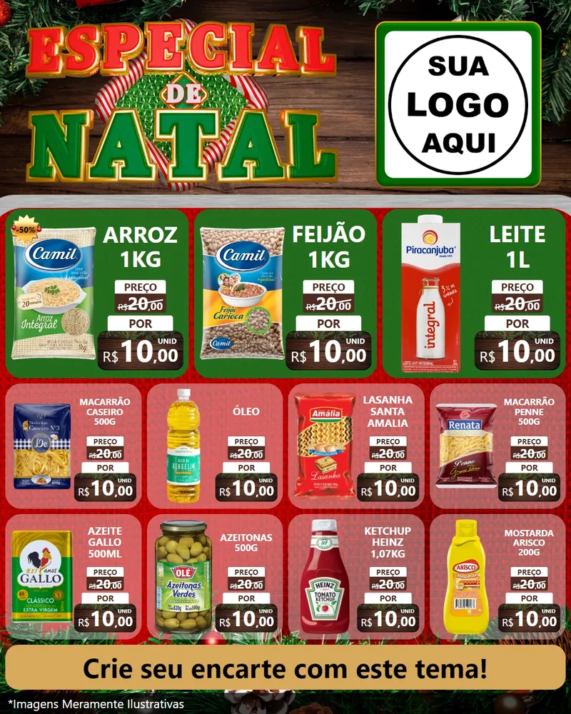 Modelo de Rede Social para Feed Instagram com o tema Especial de Natal para Supermercado