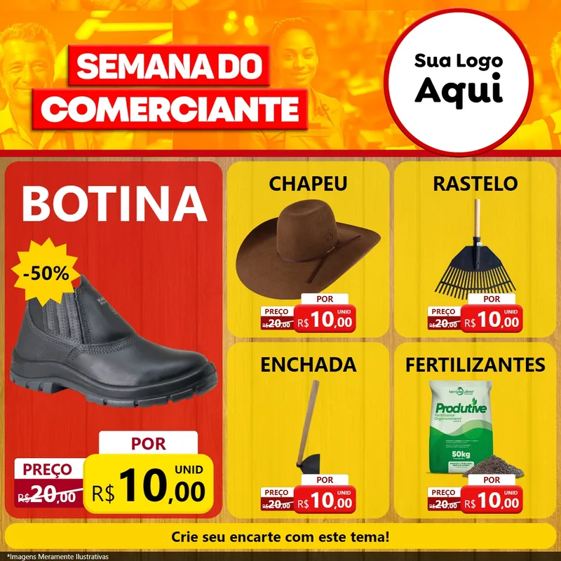 Modelo de Rede Social para Feed Facebook com o tema Semana do Comerciante para Agropecuária