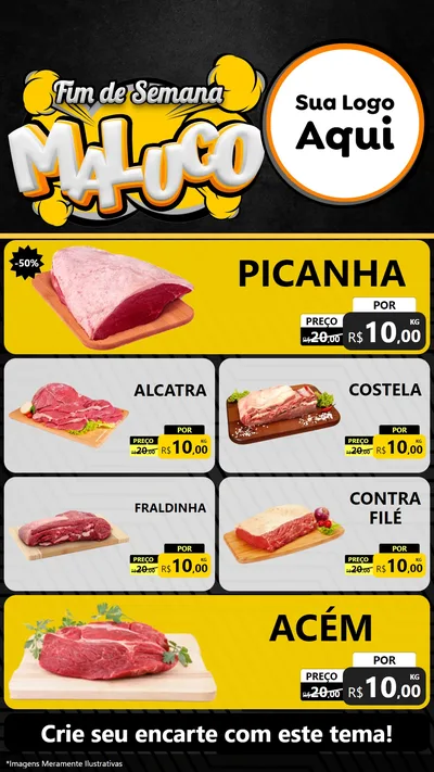 Modelo de TV para TV Vertical com o tema Fim de Semana Maluco para Açougue