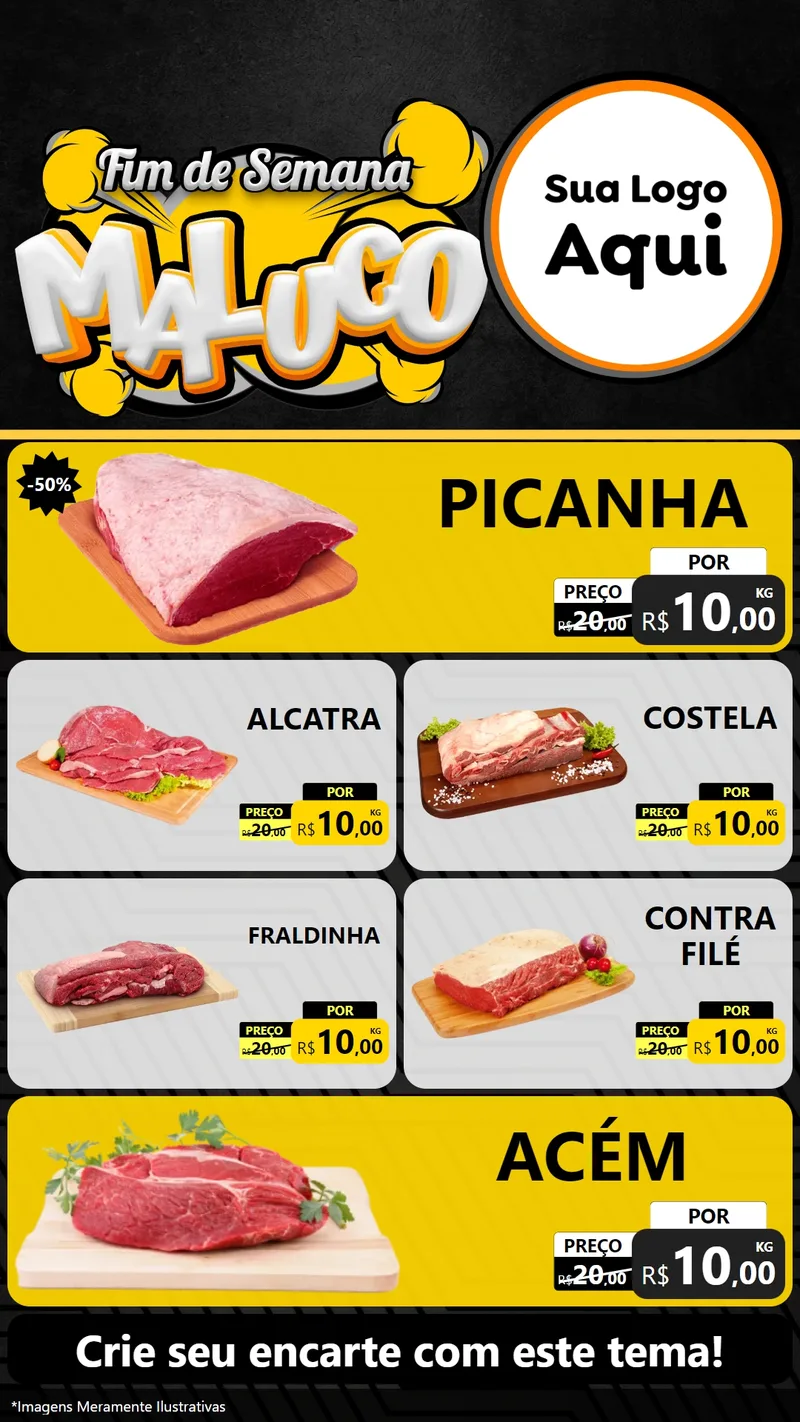 Modelo de TV para TV Vertical com o tema Fim de Semana Maluco para Açougue
