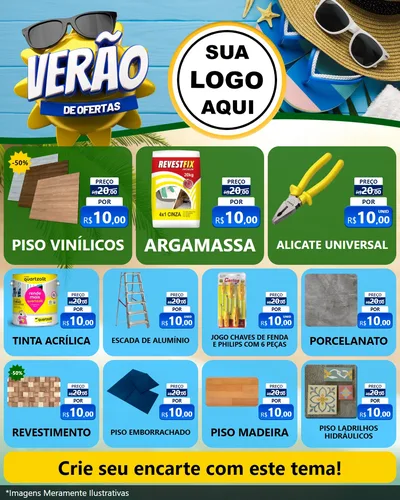Modelo de Rede Social para Feed Instagram com o tema Verão de Ofertas para Material para Construção