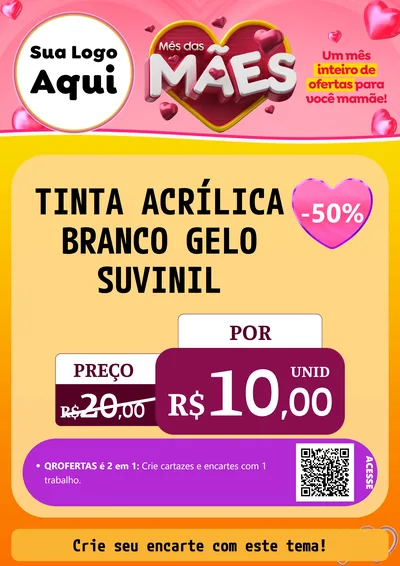 Modelo de Cartaz para Cartaz A4 Vertical com o tema Mês das Mães para Tintas e Ferramentas