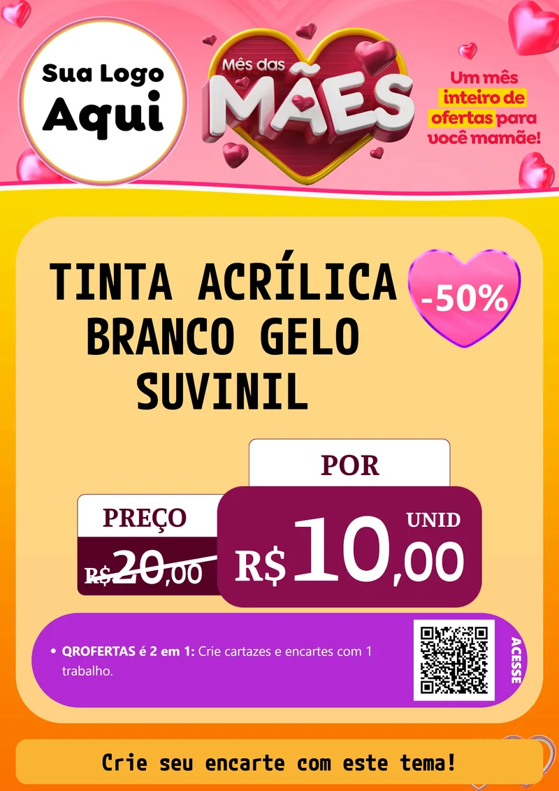 Modelo de Cartaz para Cartaz A4 Vertical com o tema Mês das Mães para Tintas e Ferramentas