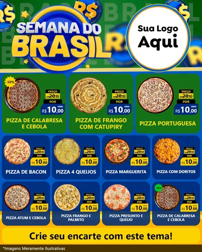 Modelo de Rede Social para Feed Instagram com o tema Semana Do Brasil para Pizzaria