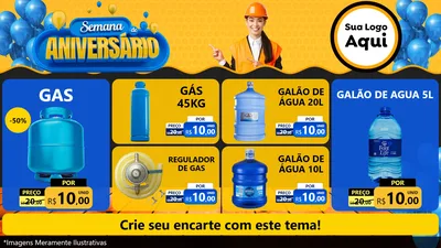 Modelo de TV para TV Horizontal com o tema Semana de Aniversário para Água e gás