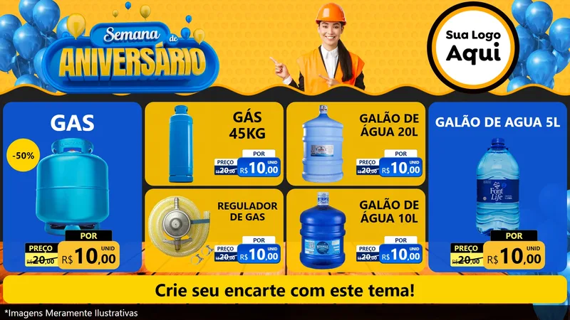 Modelo de TV para TV Horizontal com o tema Semana de Aniversário para Água e gás