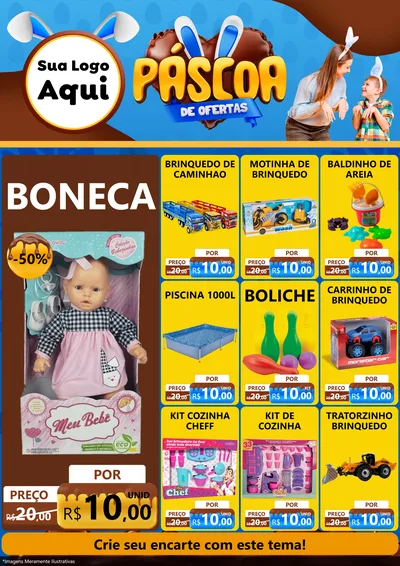 Modelo de Encarte para Encarte A4 Vertical com o tema Páscoa de Ofertas para Brinquedos