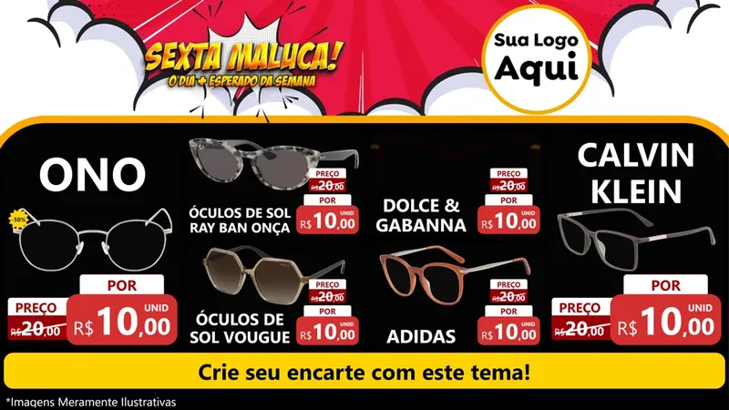 Modelo de TV para TV Horizontal com o tema Sexta Maluca! para Óticas