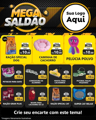 Modelo de Rede Social para Feed Instagram com o tema Mega Saldão para Pet Shop
