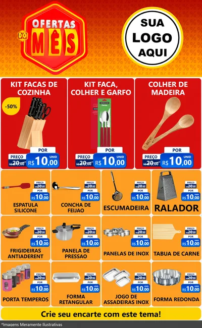 Modelo de Encarte para Encarte Grande com o tema Ofertas do Mês para Utilidades Domésticas