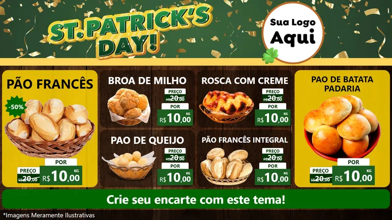Modelo de TV para TV Horizontal com o tema St Patriks Day para Padaria