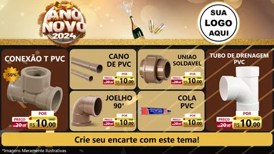 Modelo de TV para TV Horizontal com o tema Feliz Ano Novo 2027 para Tubos e conexões