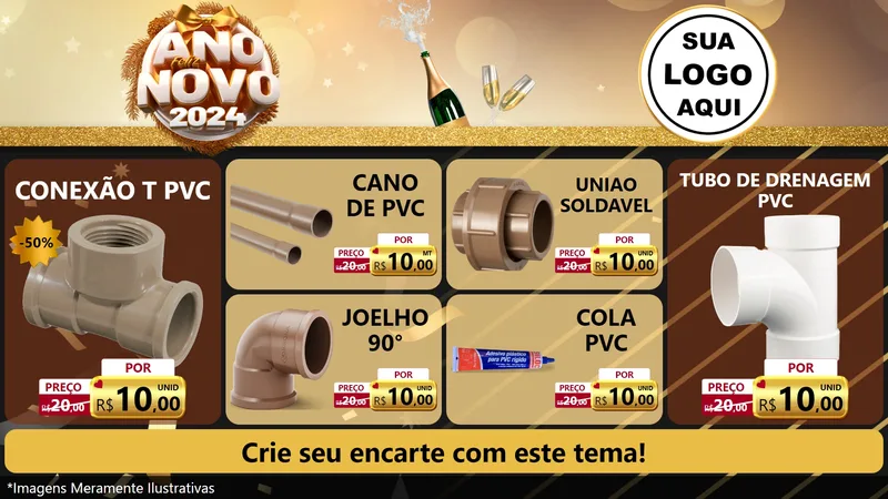 Modelo de TV para TV Horizontal com o tema Feliz Ano Novo 2027 para Tubos e conexões