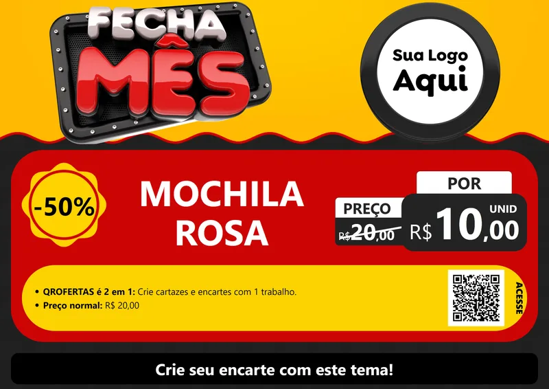 Modelo de Cartaz para Cartaz A4 Horizontal com o tema Fecha Mês para Papelaria