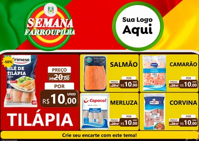 Modelo de Encarte para Encarte A4 Horizontal com o tema Semana Farroupilha para Peixaria
