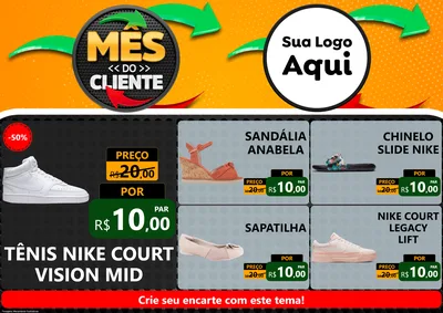 Modelo de Encarte para Encarte A4 Horizontal com o tema Mês do Cliente para Calçados