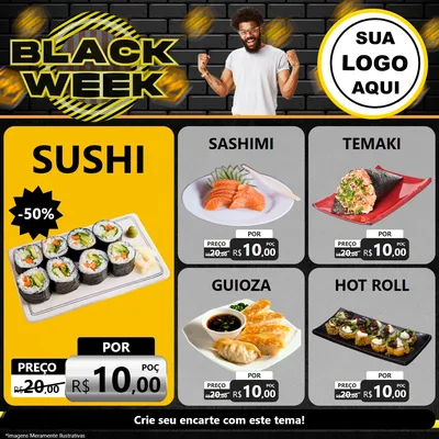Modelo de Rede Social para Feed Facebook com o tema Black Week para Comida japonesa