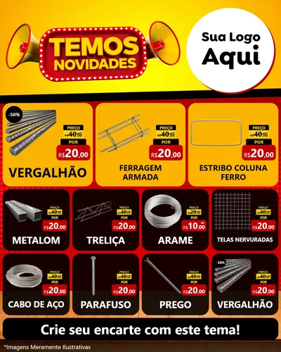 Modelo de Rede Social para Feed Instagram com o tema Temos Novidades para Ferragens