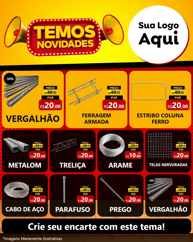 Modelo de Rede Social para Feed Instagram com o tema Temos Novidades para Ferragens