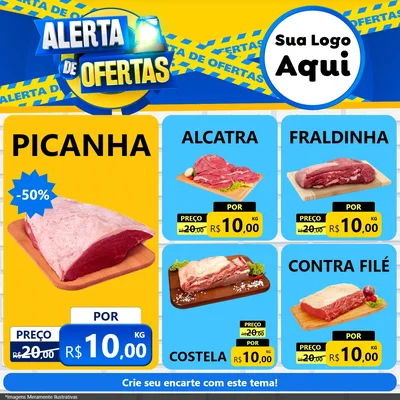 Modelo de Rede Social para Feed Facebook com o tema Alerta de Ofertas para Açougue