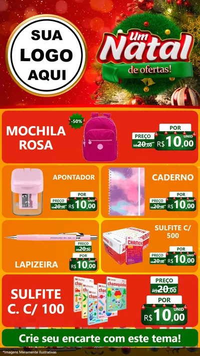 Modelo de TV para TV Vertical com o tema Um Natal de Ofertas para Papelaria