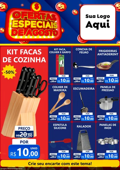 Modelo de Encarte para Encarte A4 Vertical com o tema Ofertas Especiais de Agosto para Utilidades Domésticas