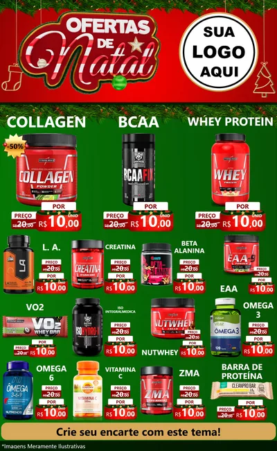 Modelo de Encarte para Encarte Grande com o tema Ofertas de Natal para Suplementos alimentares
