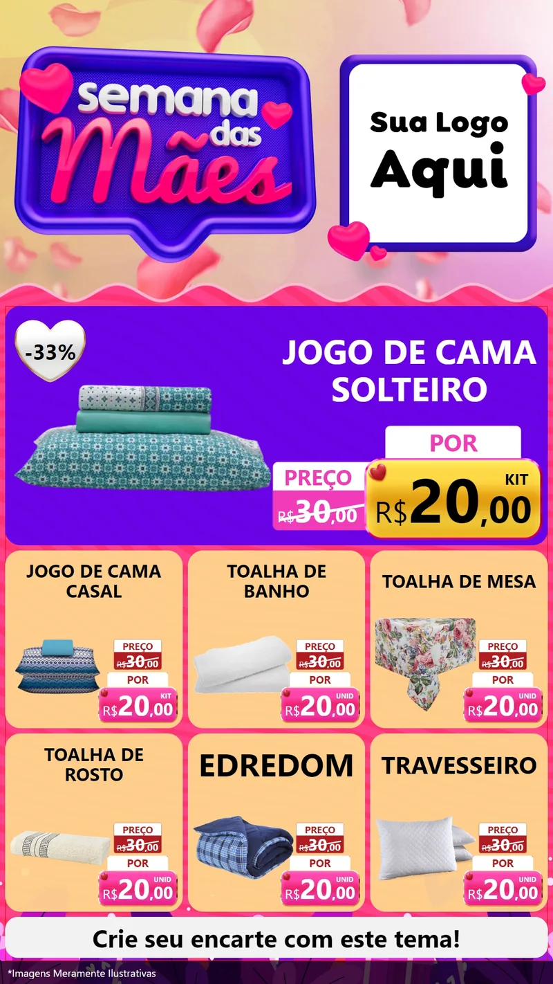 Modelo de Rede Social para Stories com o tema Semana das Mães para Cama, Mesa e Banho