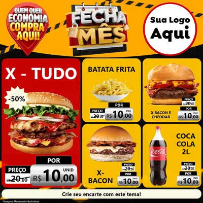 Modelo de Rede Social para Feed Facebook com o tema Fecha Mês para Hamburgueria