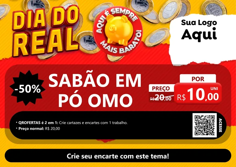 Modelo de Cartaz para Cartaz A4 Horizontal com o tema Dia Do Real para Produtos de Limpeza