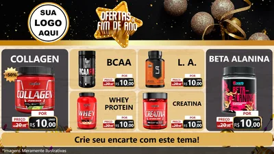 Modelo de TV para TV Horizontal com o tema Ofertas de Fim de Ano para Suplementos alimentares