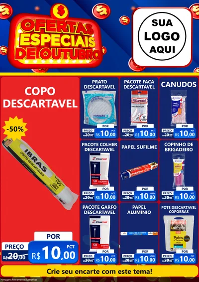 Modelo de Encarte para Encarte A4 Vertical com o tema Ofertas Especiais de Outubro para Embalagens