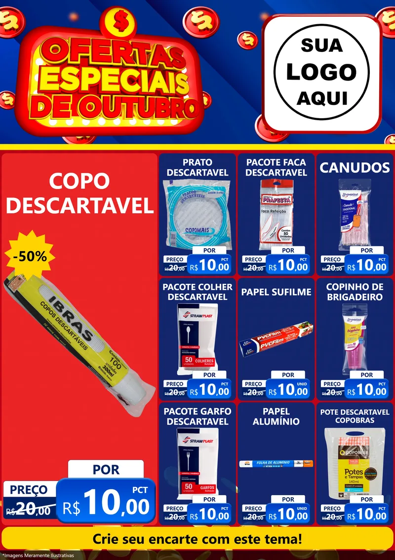 Modelo de Encarte para Encarte A4 Vertical com o tema Ofertas Especiais de Outubro para Embalagens