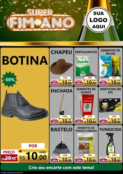 Modelo de Encarte para Encarte A4 Vertical com o tema Super Fim de Ano para Agropecuária