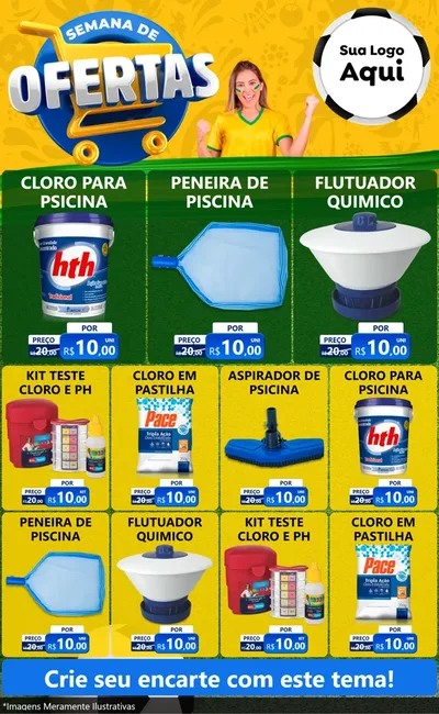 Modelo de Encarte para Encarte Grande com o tema Semana de Ofertas - Copa para Produtos para Piscina