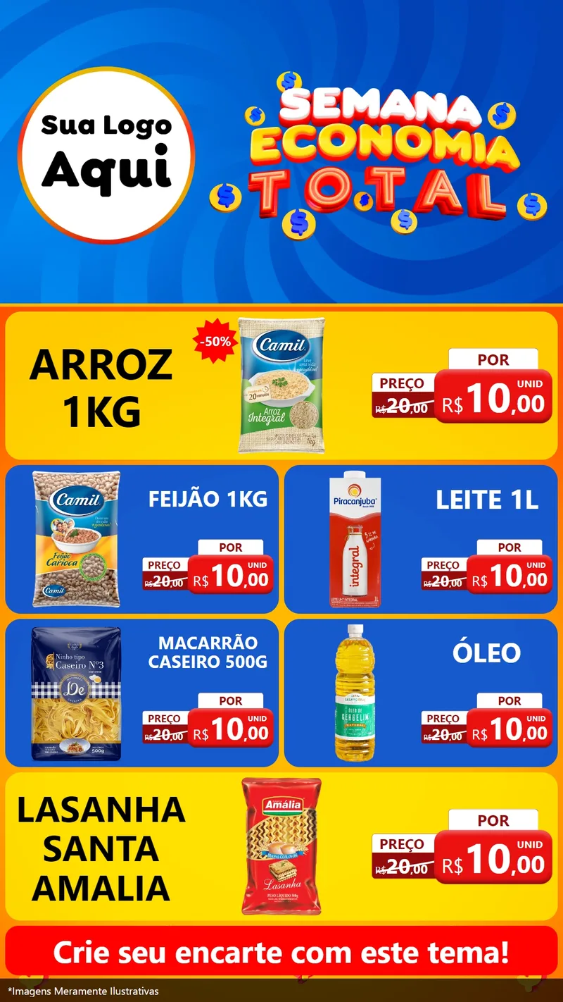 Modelo de TV para TV Vertical com o tema Semana Economia Total para Supermercado