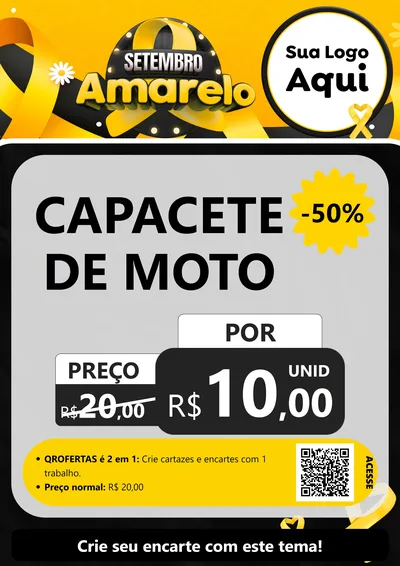 Modelo de Cartaz para Cartaz A4 Vertical com o tema Setembro Amarelo para Moto peças